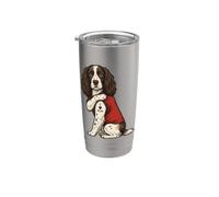 I Love Mom Tatuato Cane Mamma Inglese Springer Spaniel Amante Bicchiere termico in acciaio inox doppia parete
