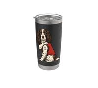 I Love Mom Tatuato Cane Mamma Inglese Springer Spaniel Amante Bicchiere termico in acciaio inox doppia parete