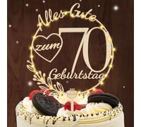 I LOVE MOM Topper per 70° compleanno, in legno, 70 decorazioni per torte di compleanno, decorazione per ragazze, ragazzi e donne