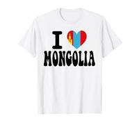 I Love Mongolia Bandiera Cuore Retro Viaggio Souvenir Maglietta