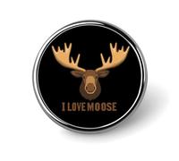 I Love Moose Spilla rotonda da bavero per cravatta Spilla divertente Spilla Bottone Distintivo Cappello Vestiti Accessori per uomo Donna