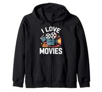 I Love Movies Film Reel Camera Clapper Felpa con Cappuccio