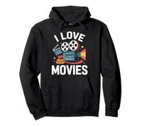 I Love Movies Film Reel Camera Clapper Felpa con Cappuccio