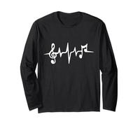 I Love Music Heartbeat Art per DJ e Fan della Band Maglia a Manica