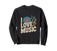 I Love Music - Microfono in vinile a forma di chiave di violino Felpa