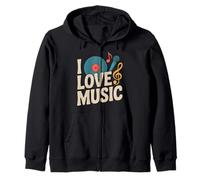 I Love Music - Microfono in vinile a forma di chiave di violino Felpa con Cappuccio