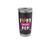 I Love My Awesome Mom, divertente stampa leopardata a forma di cuore per la festa della mamma Bicchiere termico in acciaio inox doppia parete