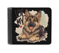 I Love My Border Collie Shepherd Dog Portafoglio da uomo a due ante sottile porta carte di credito in pelle, Stile:, Taglia unica