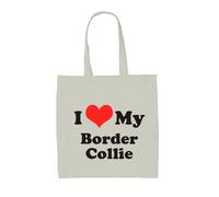 I Love My Border Collie - Tela Borsa Grande - Cane Canina Cagnolino Pecora
