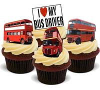 I Love My Bus Driver Mix - 12 decorazioni commestibili per torta in ostia di alta qualità