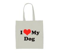 I Love My Cane - Borsa Tote IN Tela - Cagnolino Cani Pup Mutt Canina Animali