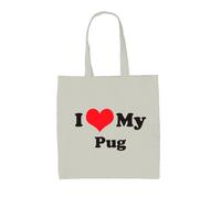 I Love My Carlino - Borsa Tote IN Tela - Cucciolo Cane Canina Animali