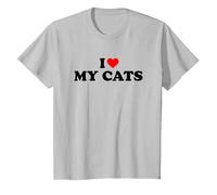 I Love My Cats, I Heart My Cats Maglietta, Bambini, Argento, 12 Anni
