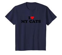 I Love My Cats, I Heart My Cats Maglietta, Bambini, Navy, 12 Anni