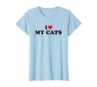 I Love My Cats, I Heart My Cats Maglietta, Donna, Celeste, M