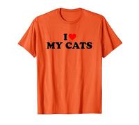 I Love My Cats, I Heart My Cats Maglietta, Uomo, Arancio, M