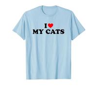 I Love My Cats, I Heart My Cats Maglietta, Uomo, Celeste, XXL