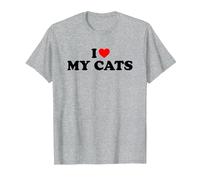I Love My Cats, I Heart My Cats Maglietta, Uomo, Grigio Melange, 6XL