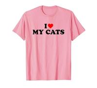 I Love My Cats, I Heart My Cats Maglietta, Uomo, Rosa, M