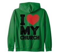 I Love My Church Messaggio edificante della Chiesa Felpa con Cappuccio