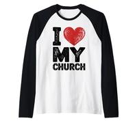 I Love My Church Messaggio edificante della Chiesa Maglia con Maniche Raglan