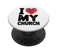 I Love My Church Messaggio edificante della Chiesa PopSockets PopGrip Adesivo