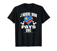 I Love My Country Congo With DRC RDC Flag In a Heart Maglietta