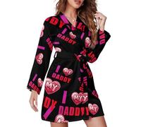 I Love My Daddy - Camicia da notte da donna, con stampa, accappatoio corto, kimono, Stile:, L