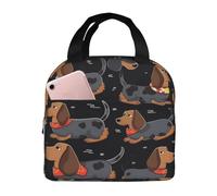 I Love My Dog Bassotti Borsa termica per il pranzo per donne e uomini, riutilizzabile, portatile, a prova di perdite, con tasca frontale, per viaggi, picnic, ufficio, lavoro