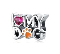 I Love My Dog Beads Charm, Accessorio Braccialetto Fascino in Argento Sterling 925, Compatibile con Collana Braccialetto Pandora, Regalo per le Donne