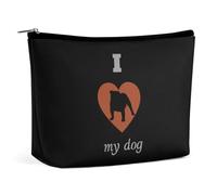 I Love My Dog Borsa per il trucco Borsa cosmetica da viaggio portatile Borsa grande con cerniera Borsa organizer in pelle PU Borsa da toeletta