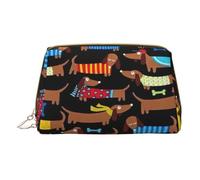 I Love My Dog Dachshunds - Astuccio in pelle con cerniera per riporre oggetti vari, bianco, Taglia unica