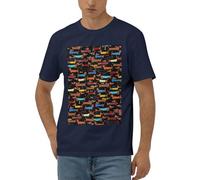 I Love My Dog Dachshunds - Camicia casual a maniche corte da uomo, in morbido tessuto elasticizzato, comoda, vestibilità moderna, per casa e salotto, blu navy, 3XL