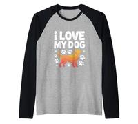 I Love My Dog Pawprints Fedele Compagno Maglia con Maniche Raglan