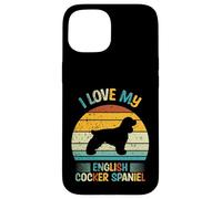 I Love My English Cocker Spaniel - Silhouette Retro Tramonto Custodia per iPhone 15