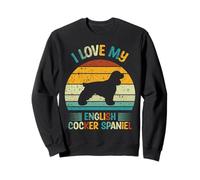 I Love My English Cocker Spaniel - Silhouette Retro Tramonto Felpa