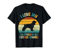I Love My English Cocker Spaniel - Silhouette Retro Tramonto Maglietta