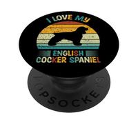 I Love My English Cocker Spaniel - Silhouette Retro Tramonto PopSockets PopGrip Adesivo