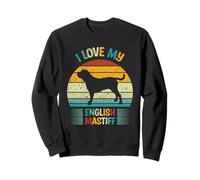 I Love My English Mastiff - Silhouette Retro Tramonto Felpa