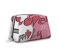 I Love My Family, trousse per cosmetici, con bel testo I Love My Family, organizer in pelle riutilizzabile, rosa, S, Rosa_1, Taglia unica, Beauty Case