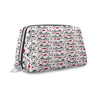 I Love My Family, trousse per cosmetici, con bel testo I Love My Family, organizer in pelle riutilizzabile, rosa, S, Rosso Nero_4, Taglia unica, Beauty Case