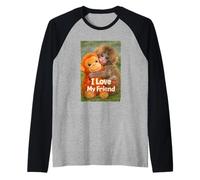 I Love My Friend - Peluche a Forma di Scimmia Che abbraccia Maglia con Maniche Raglan