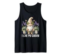 I Love My Garden Gnome Graphic Floral Lilac Lavender Flower Canotta