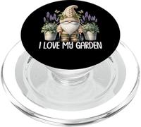 I Love My Garden Gnome Graphic Floral Lilac Lavender Flower PopSockets PopGrip per MagSafe