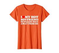 I Love My Hot Boyfriend Maglietta, Donna, Arancio, L