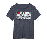 I Love My Hot Girlfriend So Please Stay Away from Me Maglietta, Donna Plus-Size, Pervinca, 4X