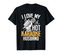 I Love My Hot Karaoke Marito Divertente Bar Microfono Musica Maglietta