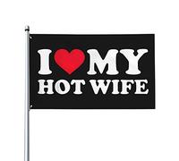 I Love My Hot Wife 2 Flag 3x5 Ft One Side Outdoor Farmhouse Yard Sign Bandiera decorativa da giardino con occhielli in ottone