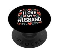 I Love My Husband Cuore Fiore Design PopSockets PopGrip Adesivo