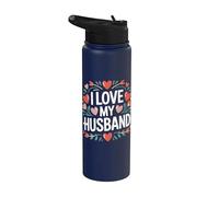 I Love My Husband Cuore Fiore Design Stainless Steel Insulated Water Bottle